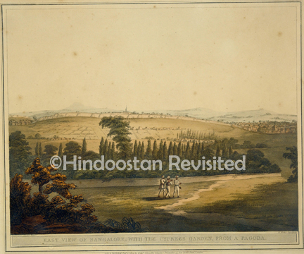 /data/Original Prints/Noteable Artists and Works/EAST VIEW OF BANGLORE WITH THE CYPRESS GARDEN FROM A PAGODA.jpg